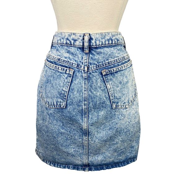 Vintage 90’s Cincinnati Kid Acid Wash Denim Mini Skirt - Picture 4 of 7